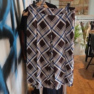 Retro Zara Geometric Blue and Brown Patterned  Colotte/skirt